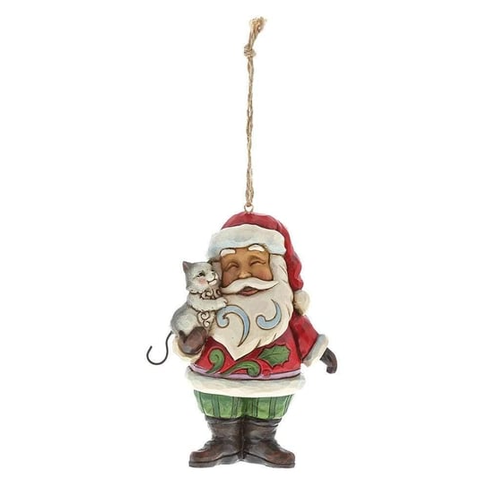 Jim Shore, figurka-zawieszka Mikołaj z kotkiem 4058824, czerwona, 11,5 cm Jim Shore