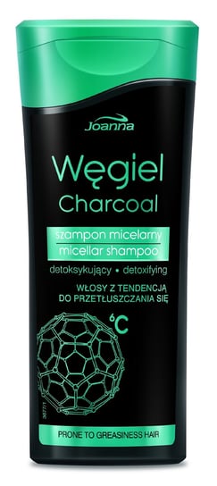 Joanna, Węgiel, szampon micelarny detoksykujący do włosów przetłuszczających się, 200 ml Joanna
