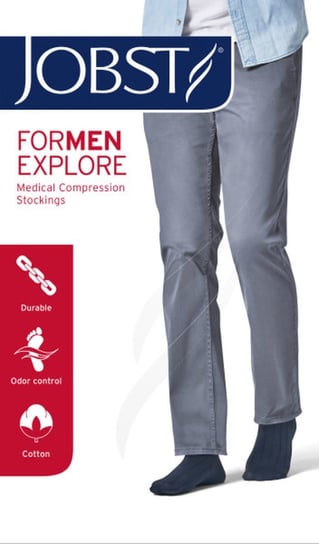 Jobst For Men Explore, podkolanówki CCL1, kolor granatowy, rozmiar IV, zamknięte palce, 1 para ESSITY