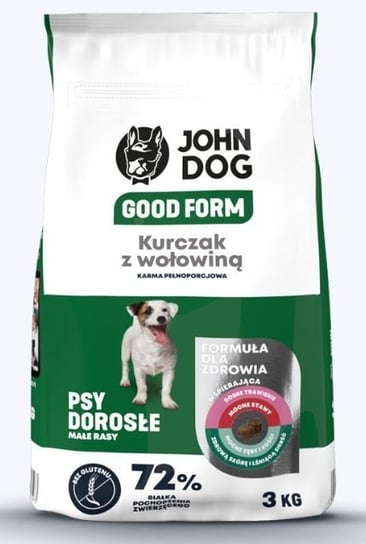 John Dog Good Form Kurczak Z Wołowiną Dorosłe Małe Rasy 3Kg John Dog