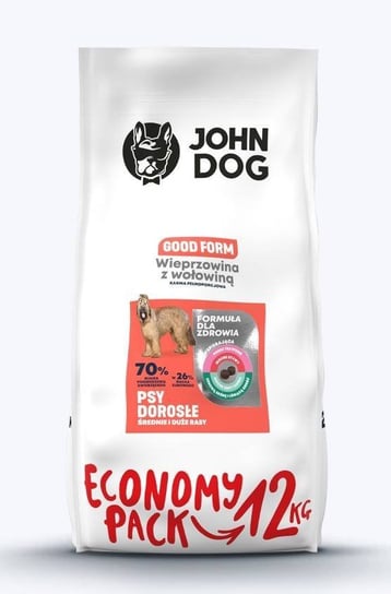 John Dog Good Form. Wieprzowina Z Wołowiną I Ryżem Średnie I Duże Rasy 12Kg John Dog