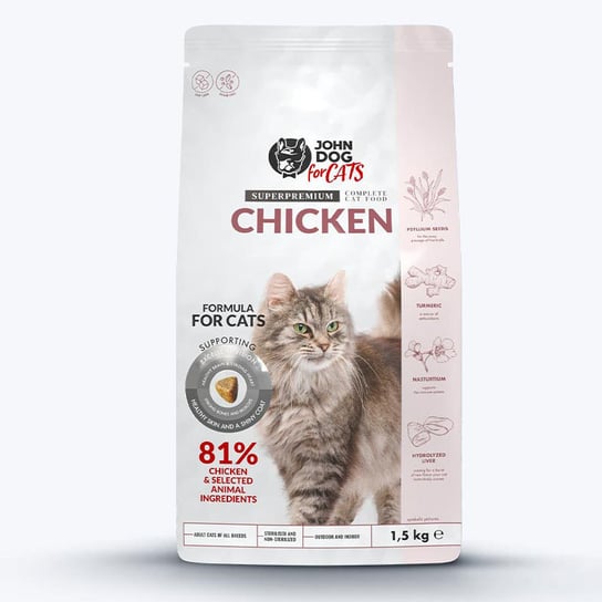 John Dog Superpremium Complete Cat Food Chicken 1500G Karma Dla Kota John Dog
