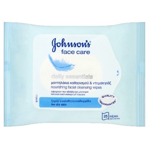 Johnson & Johnson, Face Care, chusteczki 3w1 do oczyszczania twarzy do skóry suchej i wrażliwej, 25 szt. Johnson & Johnson