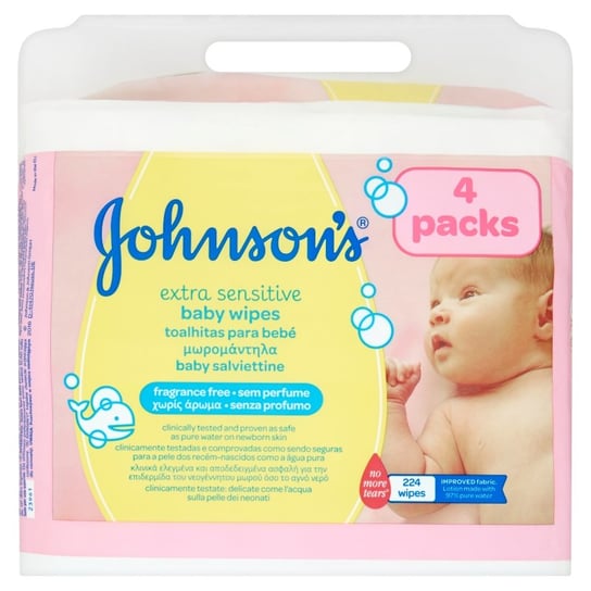 Johnson & Johnson, Johnson's Extra Sensitive Baby Wipes, Chusteczki oczyszczające dla niemowląt, 4x56 szt Johnson & Johnson