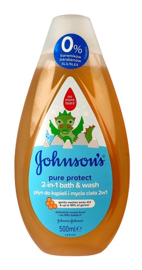 Johnson's Baby, Pure Protect, Płyn do kąpieli dla dzieci, 2w1, 500 ml Johnson