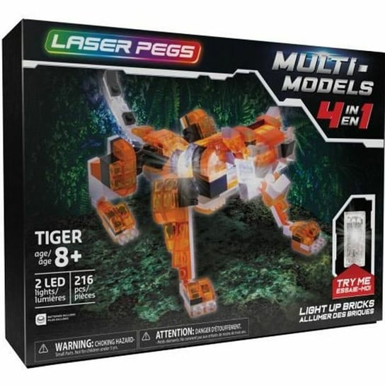 Jointed Figure Laser Pegs Red Tiger - 4 in 1 + 8 Years LED Light 216 Pieces (S7156136) Inna marka