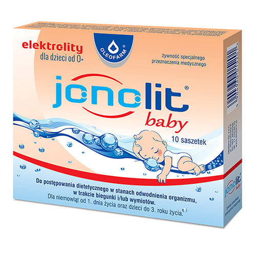 Jonolit baby, Elektrolity dla dzieci od urodzenia, 10 sasz. Oleofarm