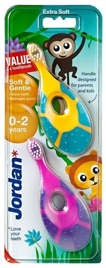 Jordan, Soft & Gentle, szczoteczka do zębów dla dzieci 0-2 lata bardzo miękka, 2 szt. Jordan