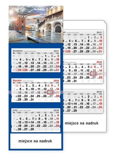 Jotan, kalendarz ścienny, trójdzielny 2018, Kraków Jotan