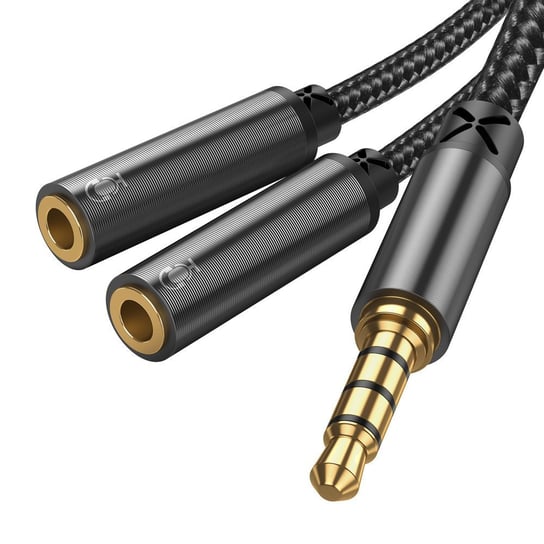 Joyroom Kabel Rozdzielacz Aux 3,5 Mm Mini Jack (Męski) - 2X 3,5 Mm Mini Jack (Żeński) 0,2M Czarny (Sy-A04) JoyRoom