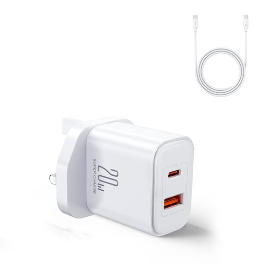 Joyroom ładowarka UK 20W USB-A USB-C + kabel USB-C JoyRoom