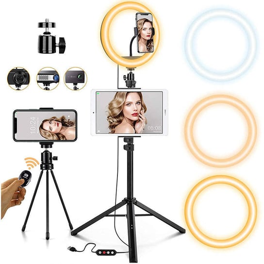 Joyroom Ring Flash Statyw Zestaw Do Nagrywania Live Streaming Filmów Youtube Tiktok Instagram Uchwyt Na Telefon Do Selfie Lampa Pierścieniowa Czarny (Jr-Zs233) JoyRoom