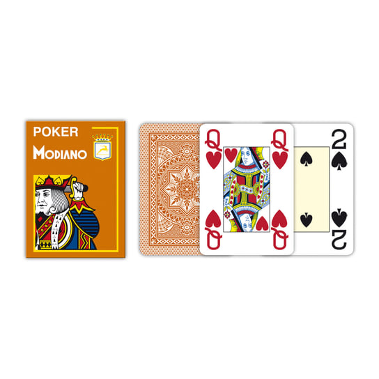 Jumbo Index Poker Plastic, karty, Modiano, brązowe Modiano