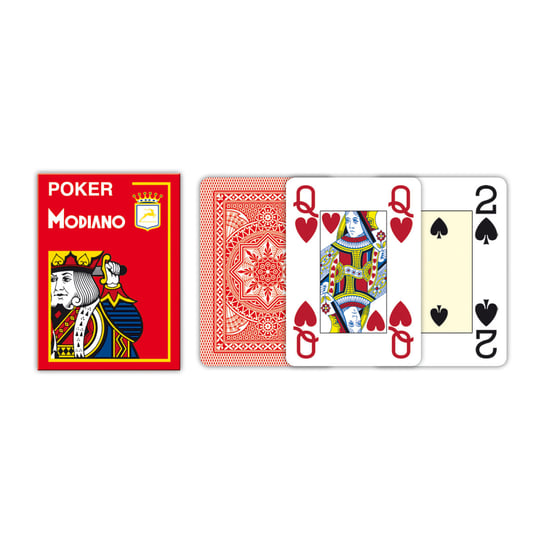Jumbo Index Poker Plastic, karty, Modiano, czerwone Modiano