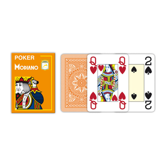 Jumbo Index Poker Plastic, karty, Modiano, pomarańczowe Modiano