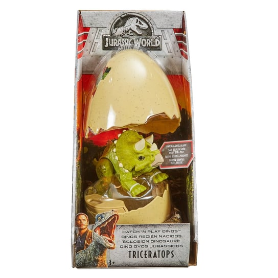 Jurassic World, figurka w jajku, Jajkozaur Triceratops, FMB91/FMB94 Mattel