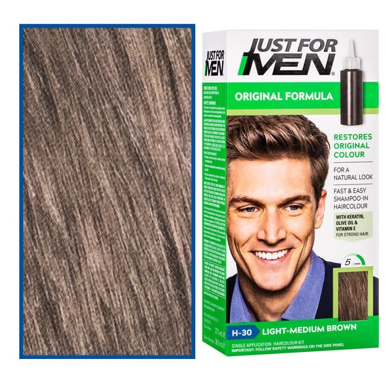 Just For Men farba odsiwiacz do włosów dla mężczyzn 66ml z witaminą E, rumiankiem H30 Light Medium Brown Just For Men