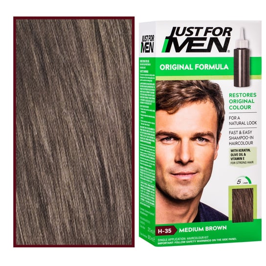 Just For Men farba odsiwiacz do włosów dla mężczyzn 66ml z witaminą E, rumiankiem H35 Medium Brown Just For Men