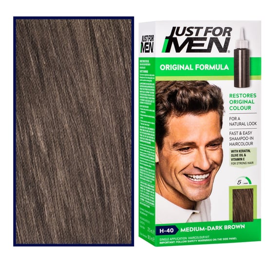 Just For Men farba odsiwiacz do włosów dla mężczyzn 66ml z witaminą E, rumiankiem H40 Medium Dark Brown Just For Men