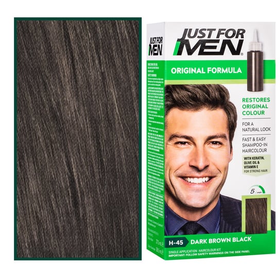 Just For Men farba odsiwiacz do włosów dla mężczyzn 66ml z witaminą E, rumiankiem H45 Dark Brown Black Just For Men