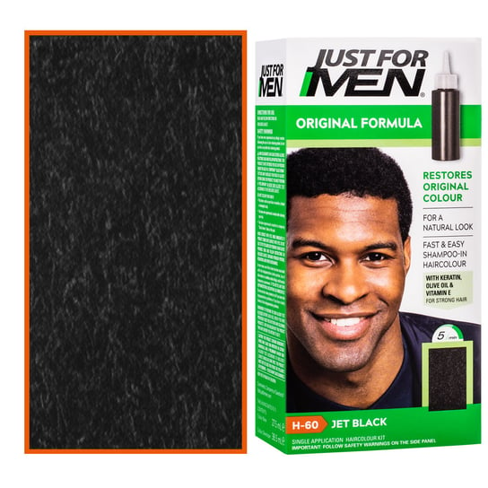 Just For Men farba odsiwiacz do włosów dla mężczyzn 66ml z witaminą E, rumiankiem H60 Natural Jet Black Just For Men