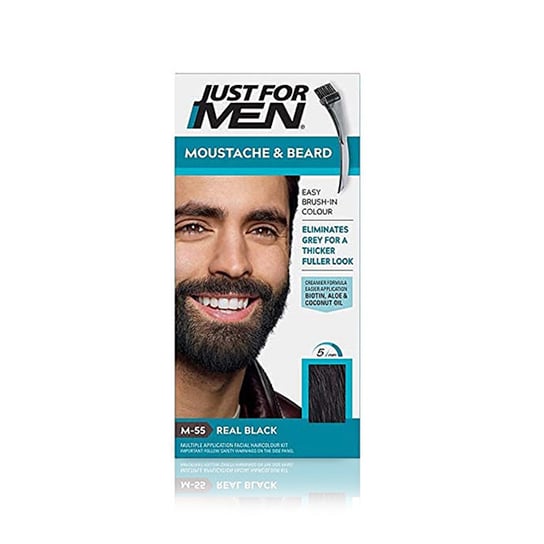 Just For Men, Moustache & Beard, Żel koloryzujący do brody i wąsów M-55 Real Black Głeboka Czerń, 28 g Just For Men