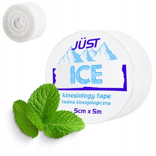JUST ICE TAPE taśma kinezjologiczna chłodząca BIAŁY z mentolem 5mx5cm Just