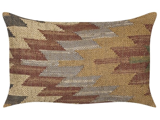 Jutowa poduszka dekoracyjna geometryczny wzór 30 x 50 cm wielokolorowa DEEPOR Beliani