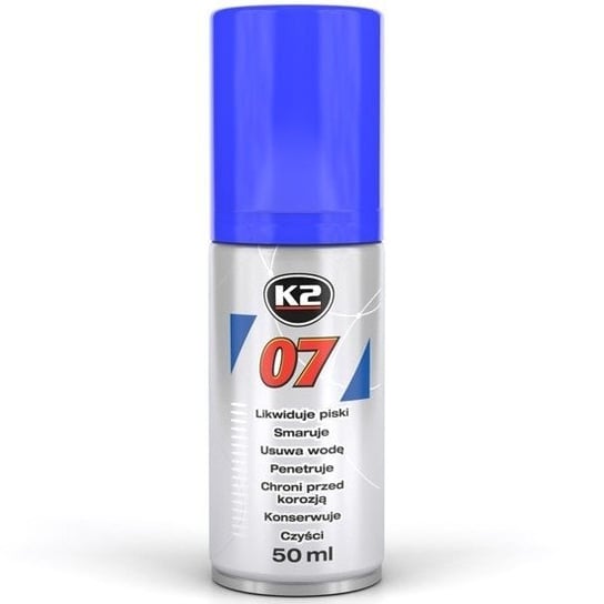 K2 07 50ml: Produkt wielozadaniowy: likwiduje piski, smaruje, czyści, penetruje, chroni przed korozją K2