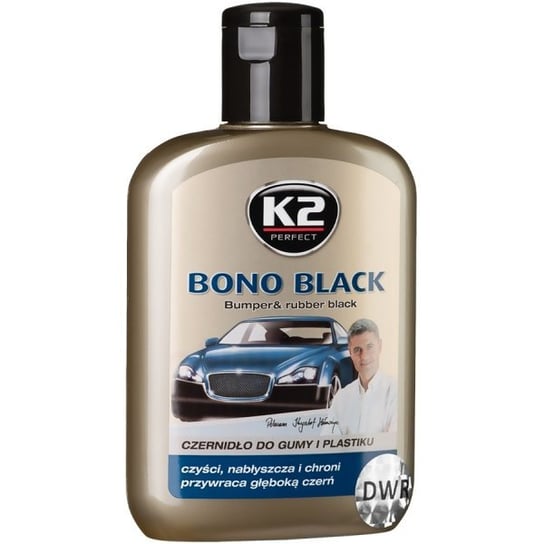 K2 Bono Black 200ml: Czernidło do gumy i plastiku K2