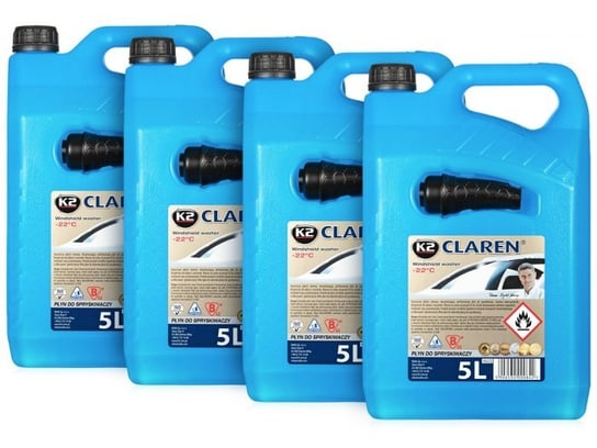 K2 CLAREN 5L: Zimowy płyn do spryskiwaczy do -22*C (Pakiet 4 szt.) K2