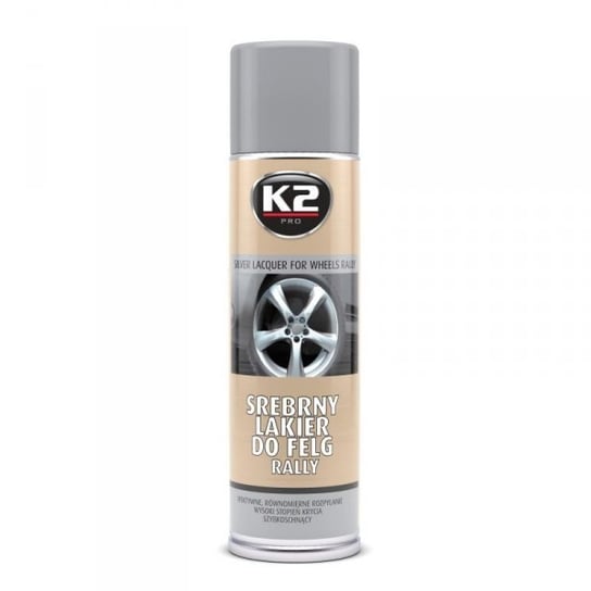 K2 SREBRNY LAKIER DO FELG 500ml: Srebrna farba do malowania felg samochodowych K2
