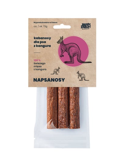 Kabanosy z kangura 3szt / NAPSANOSY Happy Snacky