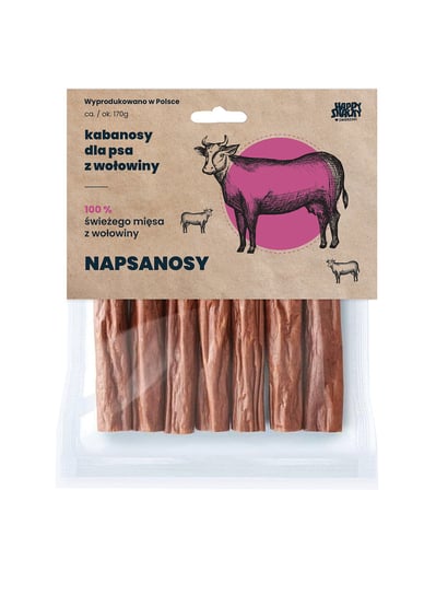 Kabanosy z wołowiny 7szt / NAPSANOSY Happy Snacky