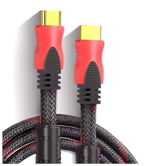 Kabel 1.5m HDMI-HDMI Przewód 3D 4K Full HD Wytrzymały 1000Hz oplot czarno-czerwony Inna marka