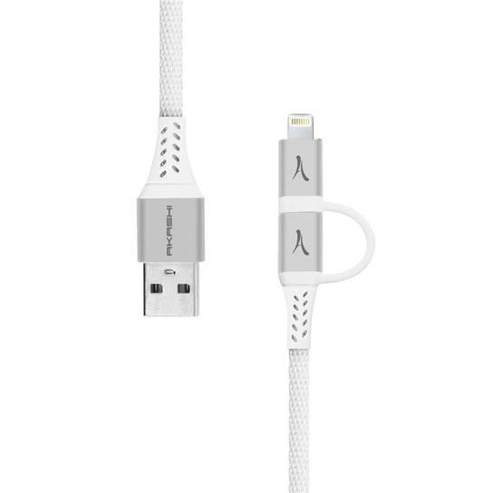 Kabel 2 w 1 Lightning USB-C Ładowanie Synchronizacja Kompaktowy 10cm Akashi Biały Akashi