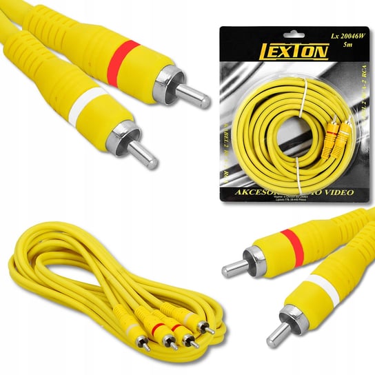 Kabel 2 Wtyki Rca - 2 Wtyki Rca. 5M Żółty Lexton