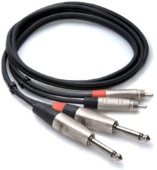 Kabel 2 x 6.35 mm Jack (TS) - 2 x RCA HOSA Pro HPR-010X2, 3 m Hosa