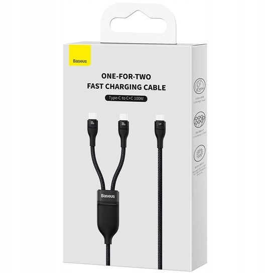 Kabel 2w1 2x USB-C 100W 1,5m przewód, PD Baseus Baseus