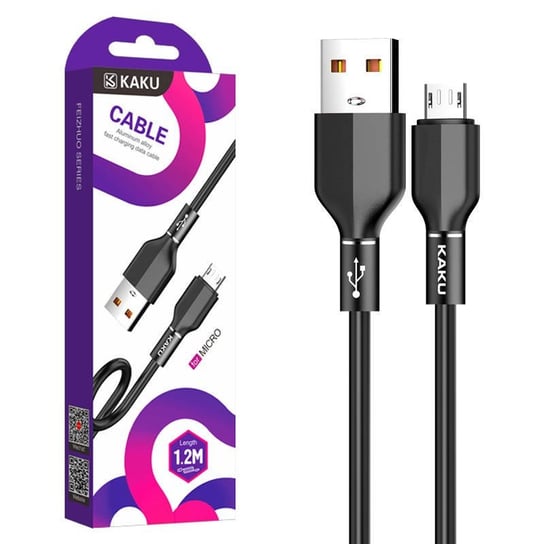 Kabel 3,2A 1,2m Micro USB Szybkie Ładowanie i Przesył Danych Stop Aluminium KAKU Aluminium Alloy Fast Charging Data Cable MicroUSB (KSC-452) czarny KAKU