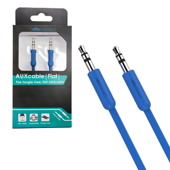 Kabel 3m Płaski Mini Jack 3,5mm Allocacoc Niebieski ALLOCACOC
