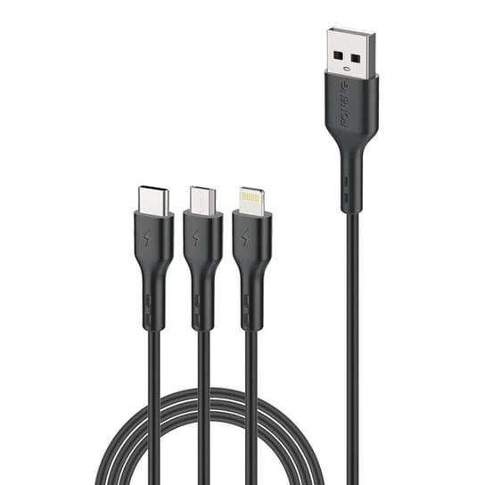 Kabel 3w1 USB do USB-C / Lightning / Micro USB Foneng X36, 2.4A, 2m (czarny) Inna marka