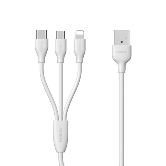 Kabel 3w1 USB - micro USB / Lightning / USB-C 2.4A 1M Remax Suda biały Remax