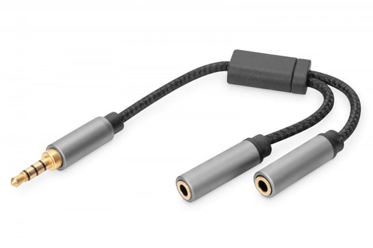 Kabel Adapter Headset Minijack 3,5mm/2X 3,5mm Minijack M/Ż Nylon 0,2M Digitus