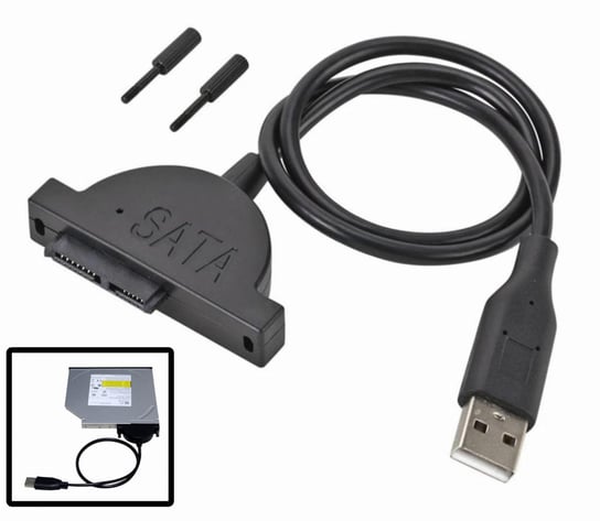 Kabel Adapter USB 2.0  Slimline Slim SATA 7+6 13PIN Przejściówka + śruby mocujące Inna marka