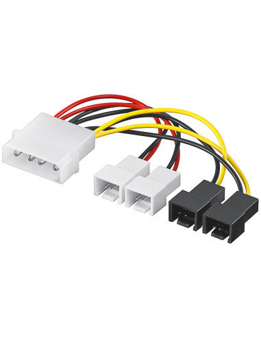 Kabel/Adapter zasilający wentylatora do komputera, wtyk 5,25 do wentylatora 2 x 12 V/2 x 5 V - Długość kabla 0.15 m Goobay