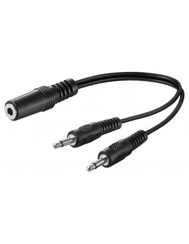 Kabel adaptera audio typu Y 3,5 mm, 1 x gniazdo stereo na 2 x wtyk mono - Długość kabla 0.2 m Goobay