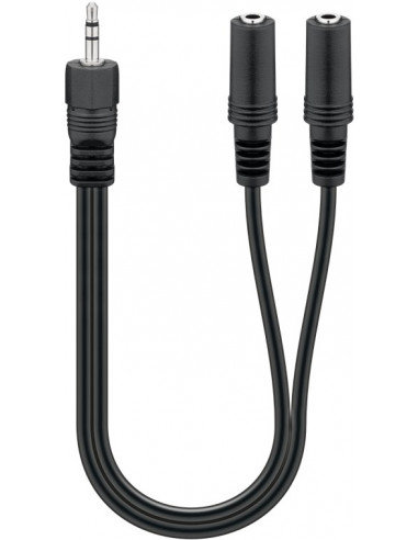 Kabel adaptera audio typu Y 3,5 mm, 1 x wtyk 2 x gniazdo stereo - Długość kabla 0.2 m Goobay