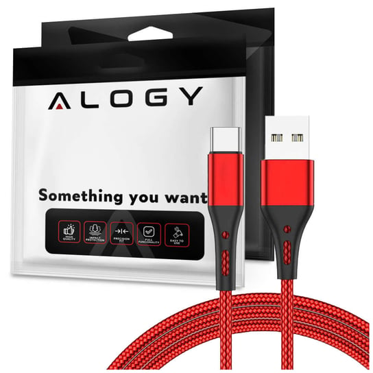 Kabel Alogy przewód USB-A do USB-C Type C 3A 1m Czerwony Alogy