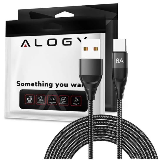 Kabel Alogy przewód USB-A do USB-C Type C 6A 2m Czarny Alogy
